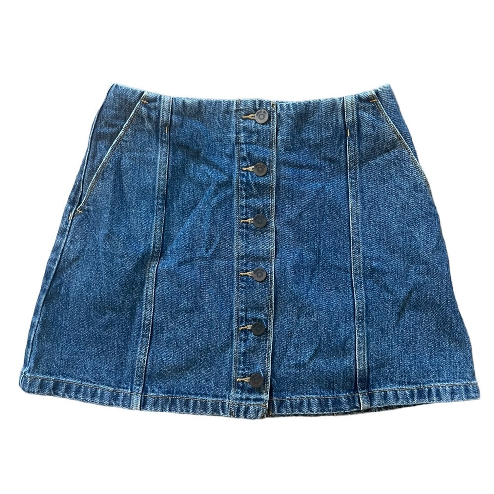 Aritzia Wilfred Free Ahrens Denim Mini Button Front A Line Skirt Size 4 - Picture 4 of 9